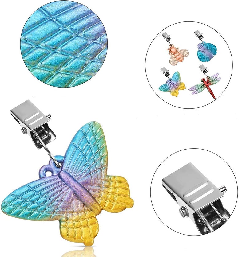 Bekith 8 Pack Vintage Tablecloth Weights on Clip Hangers, Pendant Tablecloth Weights kit with Colourful Butterfly Shape for Outdoor Garden Party Picnic Table Covers - Image 3